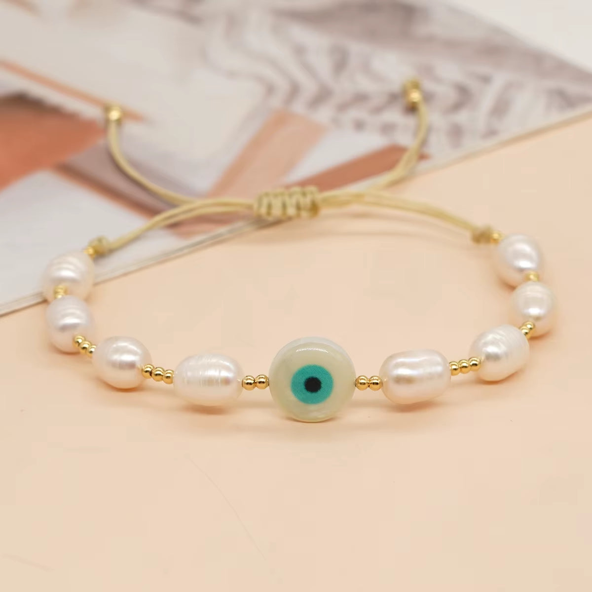 Evil Eye Pearl Bracelet