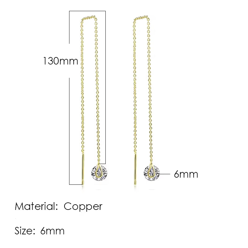 Rose Gold Drop Threader Earrings