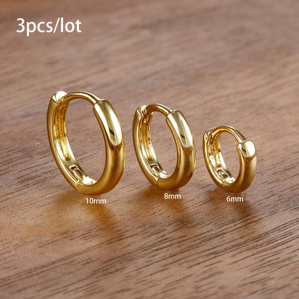 Stainless Steel Hoop Earrings Set