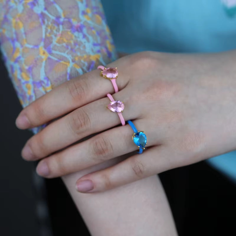 Pastel Enamel Tear Drop Ring