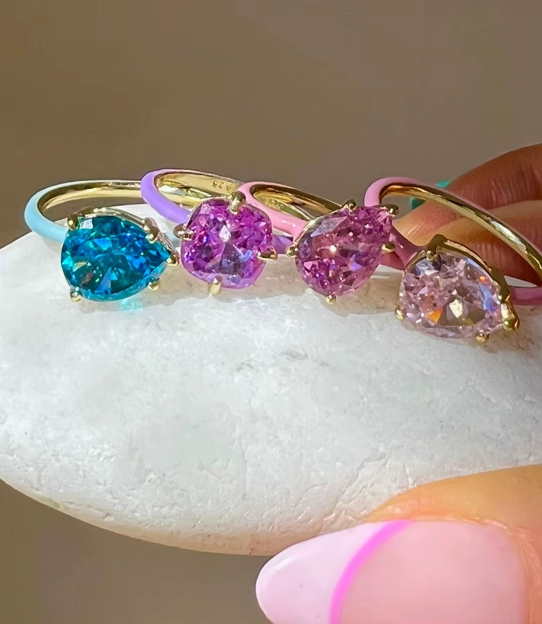 Pastel Enamel Tear Drop Ring