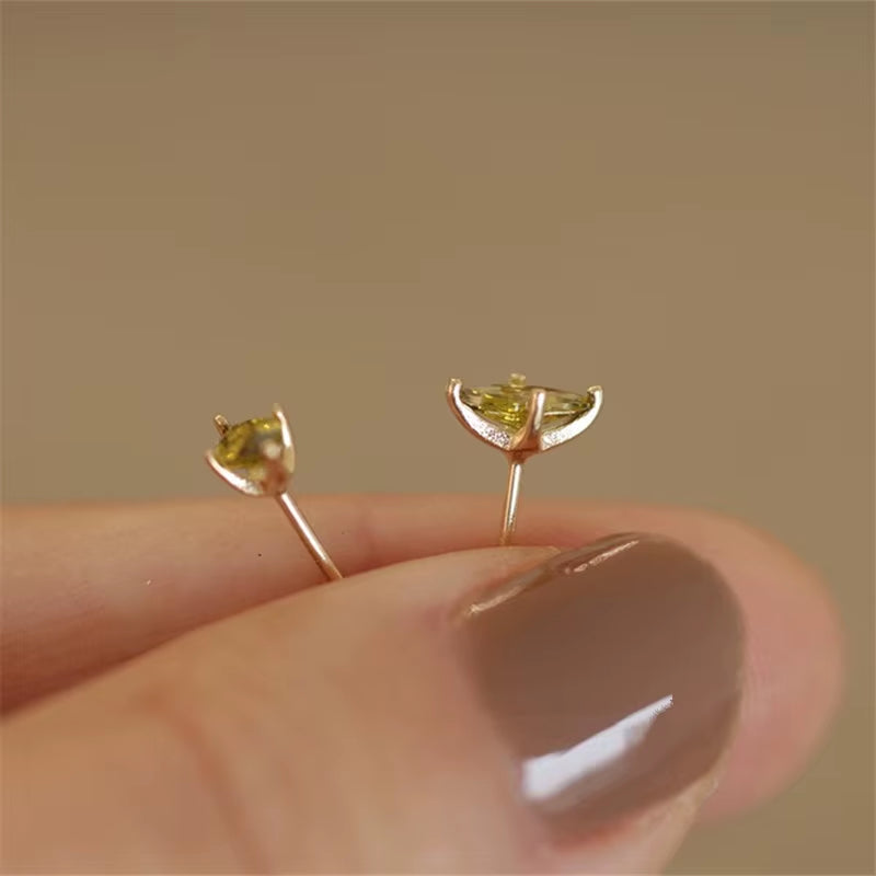 14K Gold Silver Zircon Earrings