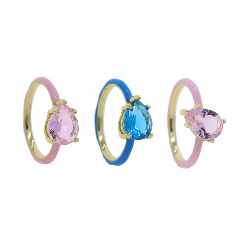 Pastel Enamel Tear Drop Ring