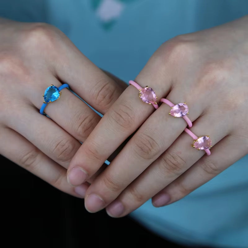 Pastel Enamel Tear Drop Ring