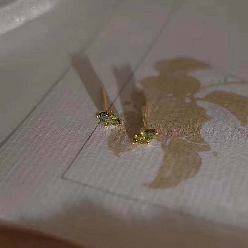 14K Gold Silver Zircon Earrings