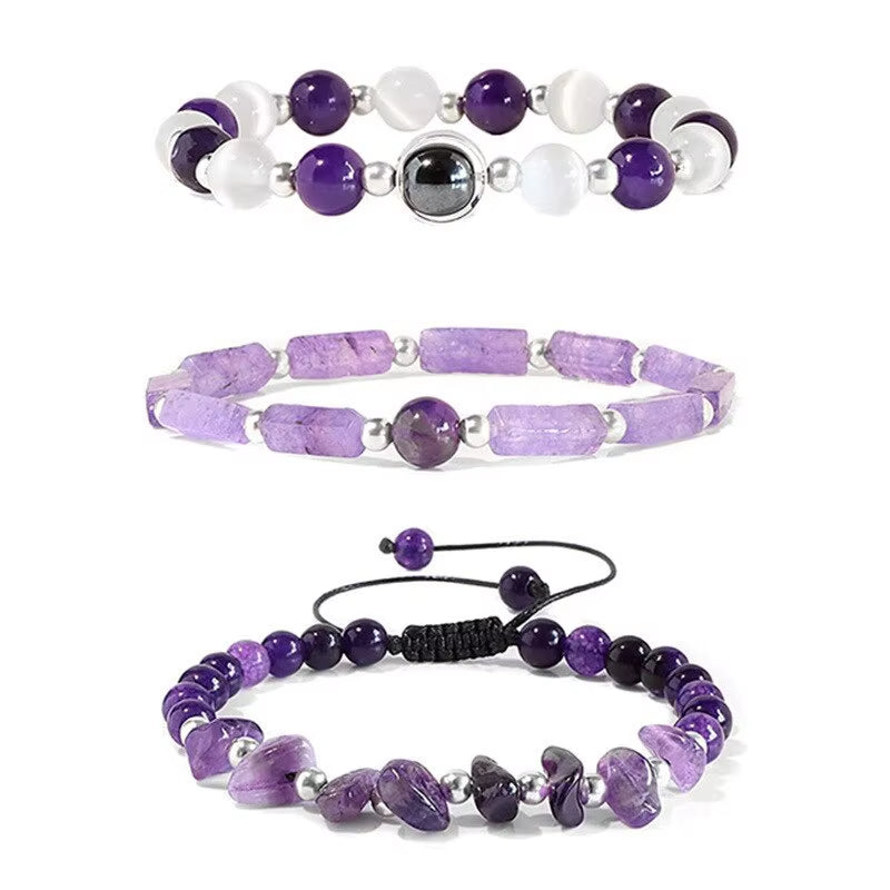 Amethyst Healing Stone Bracelet Set