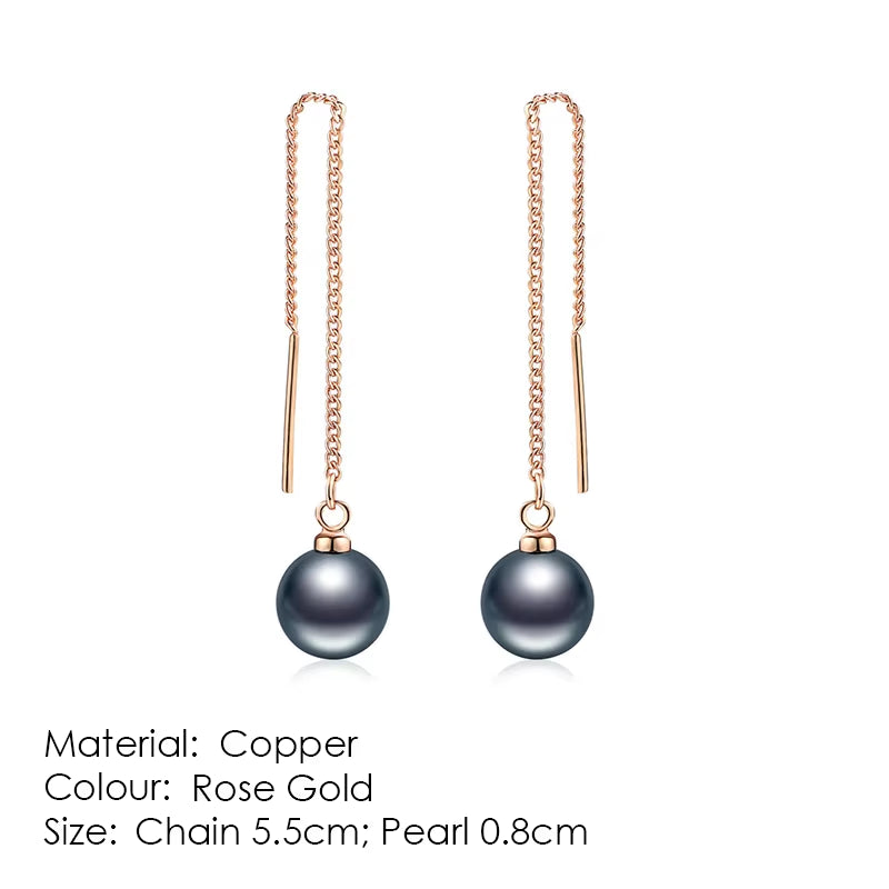 Rose Gold Drop Threader Earrings