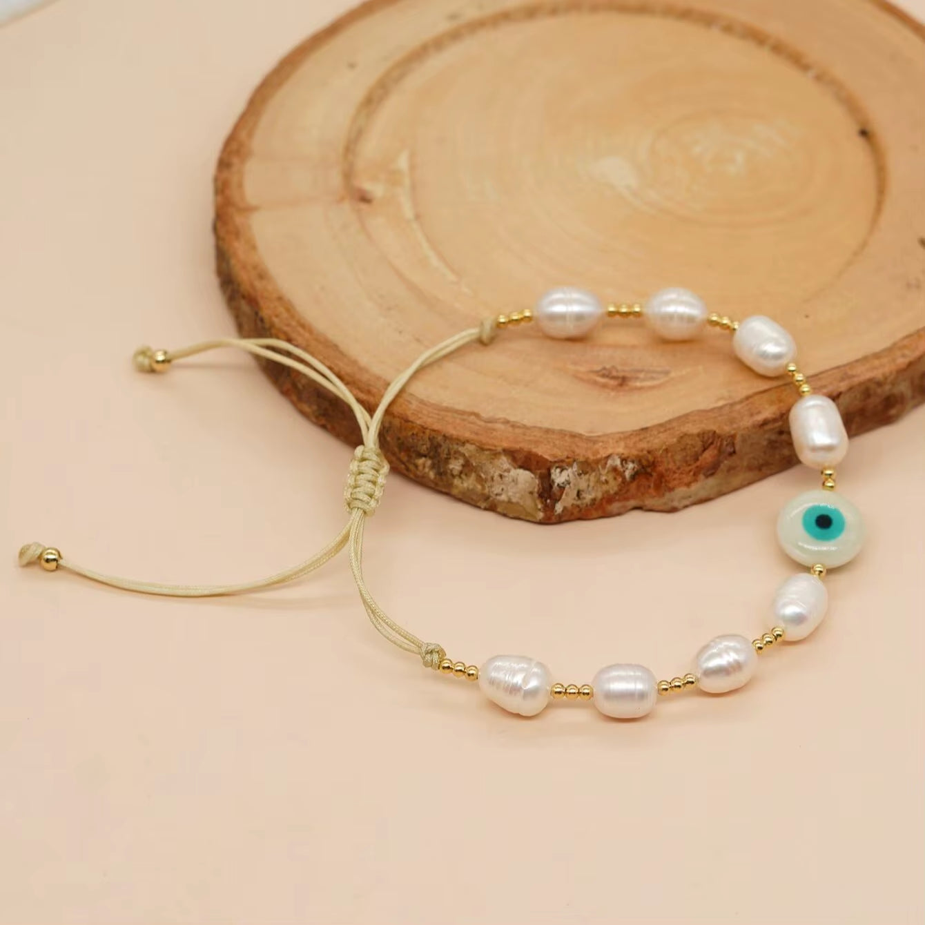 Evil Eye Pearl Bracelet
