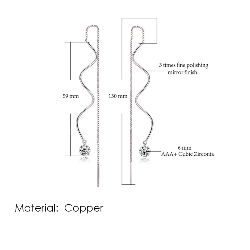 Rose Gold Drop Threader Earrings