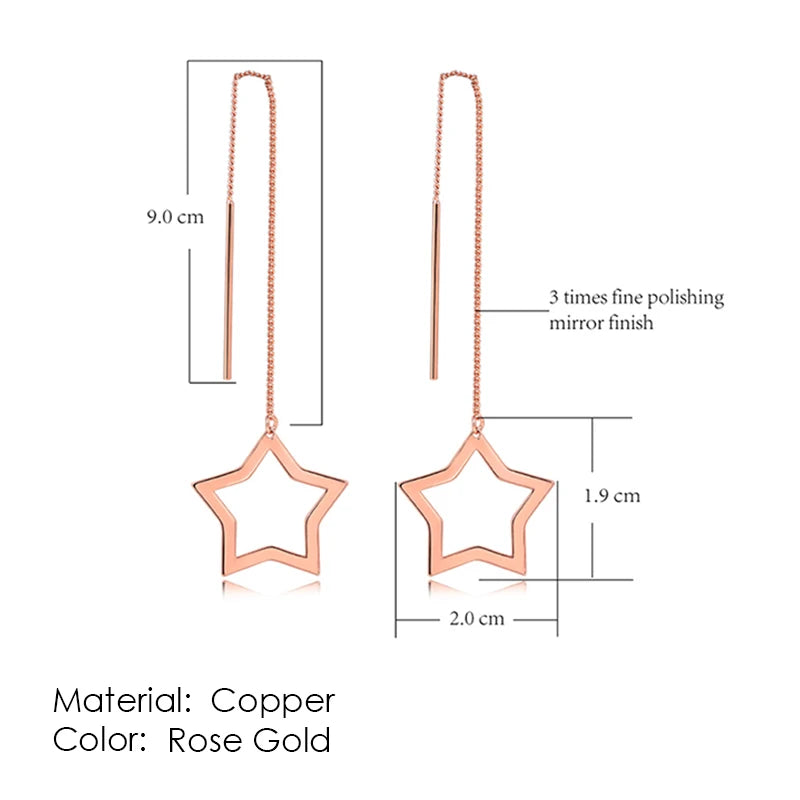 Rose Gold Drop Threader Earrings
