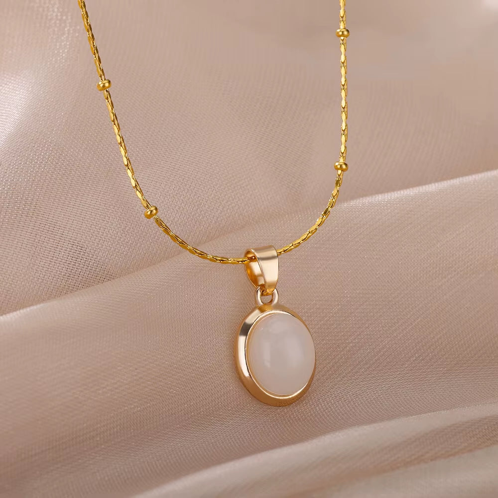 Opal Stone Gold Necklace