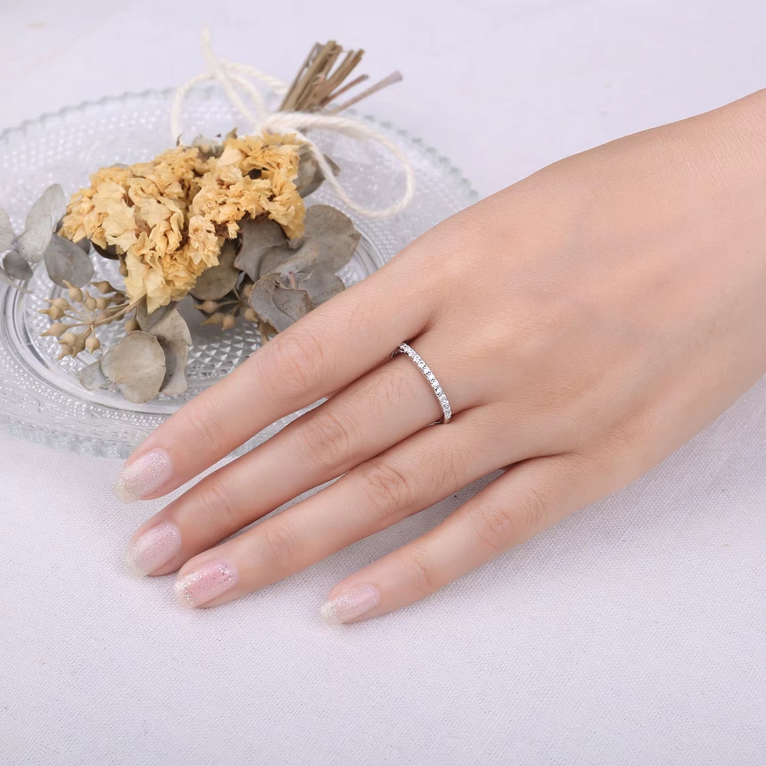 Moissanite Half Eternity Ring