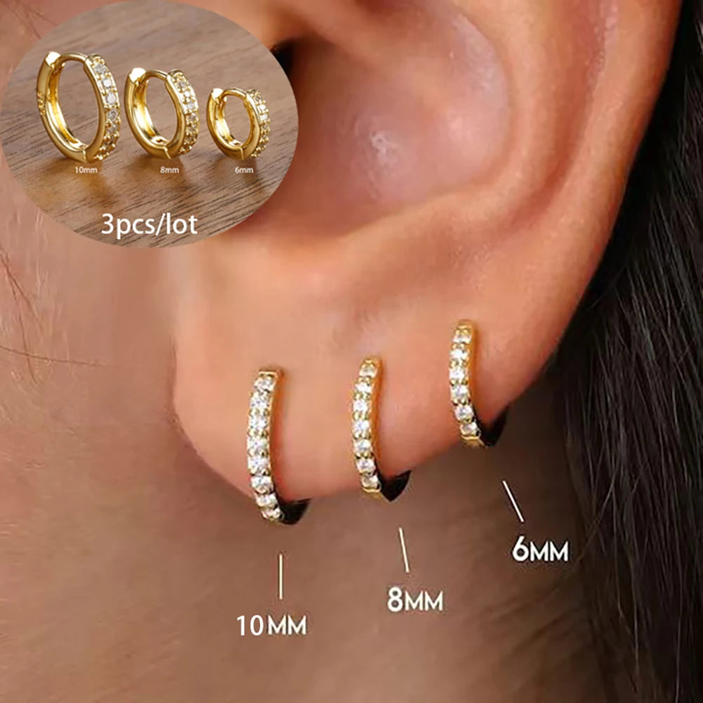 Stainless Steel Hoop Earrings Set