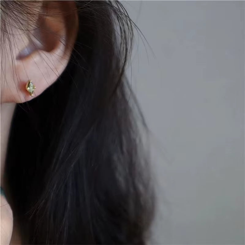 14K Gold Silver Zircon Earrings
