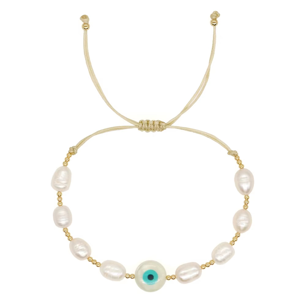 Evil Eye Pearl Bracelet