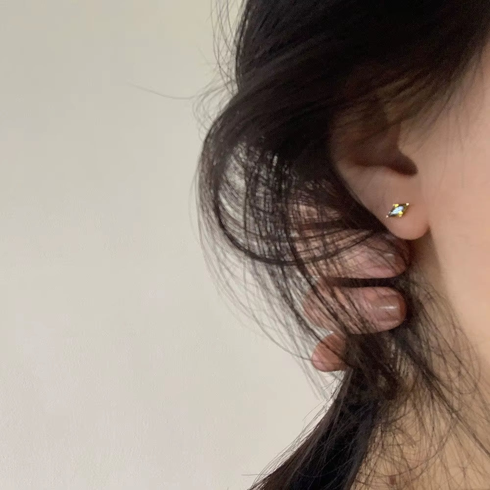 14K Gold Silver Zircon Earrings