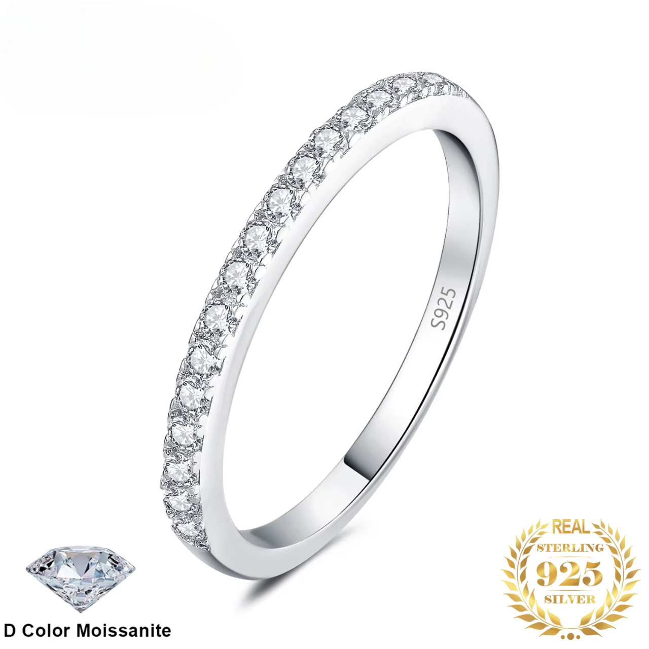 Moissanite Half Eternity Ring