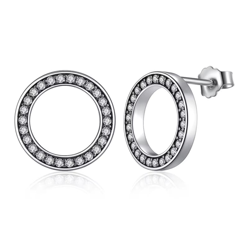 CZ 925 Silver Round Earrings