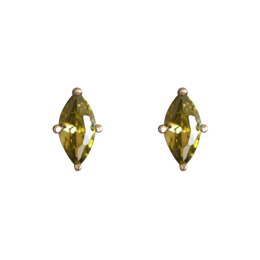 14K Gold Silver Zircon Earrings