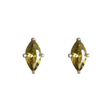 14K Gold Silver Zircon Earrings