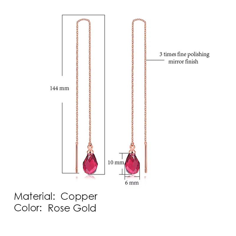 Rose Gold Drop Threader Earrings