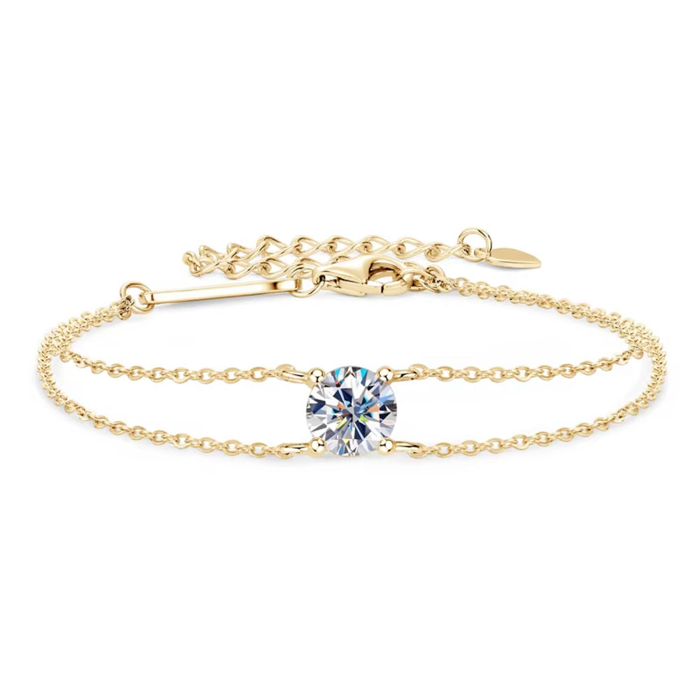 Moissanite Silver Chain Bracelet