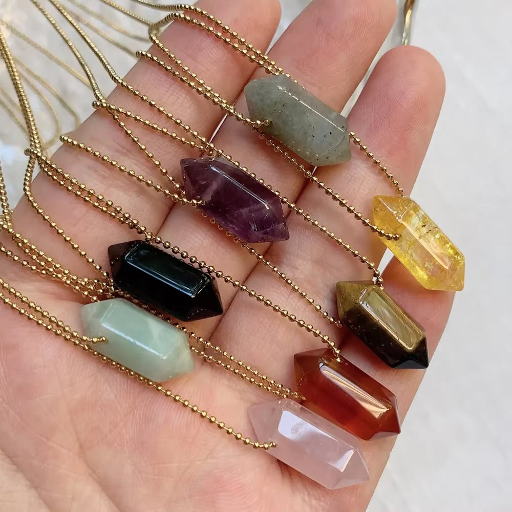 Hexagonal Crystal Stone Necklace