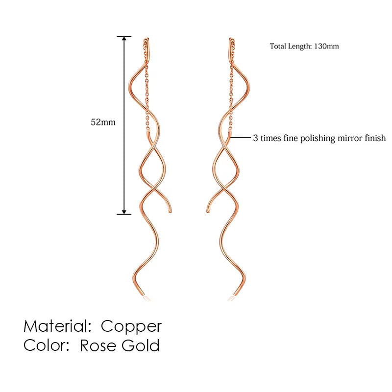 Rose Gold Drop Threader Earrings