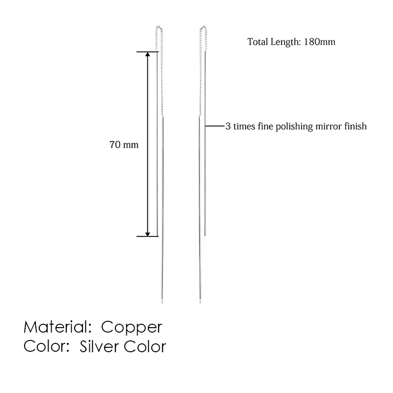 Rose Gold Drop Threader Earrings