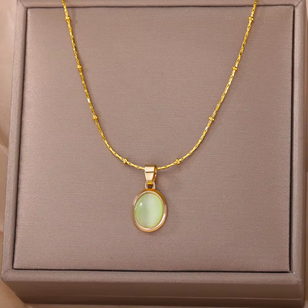 Opal Stone Gold Necklace