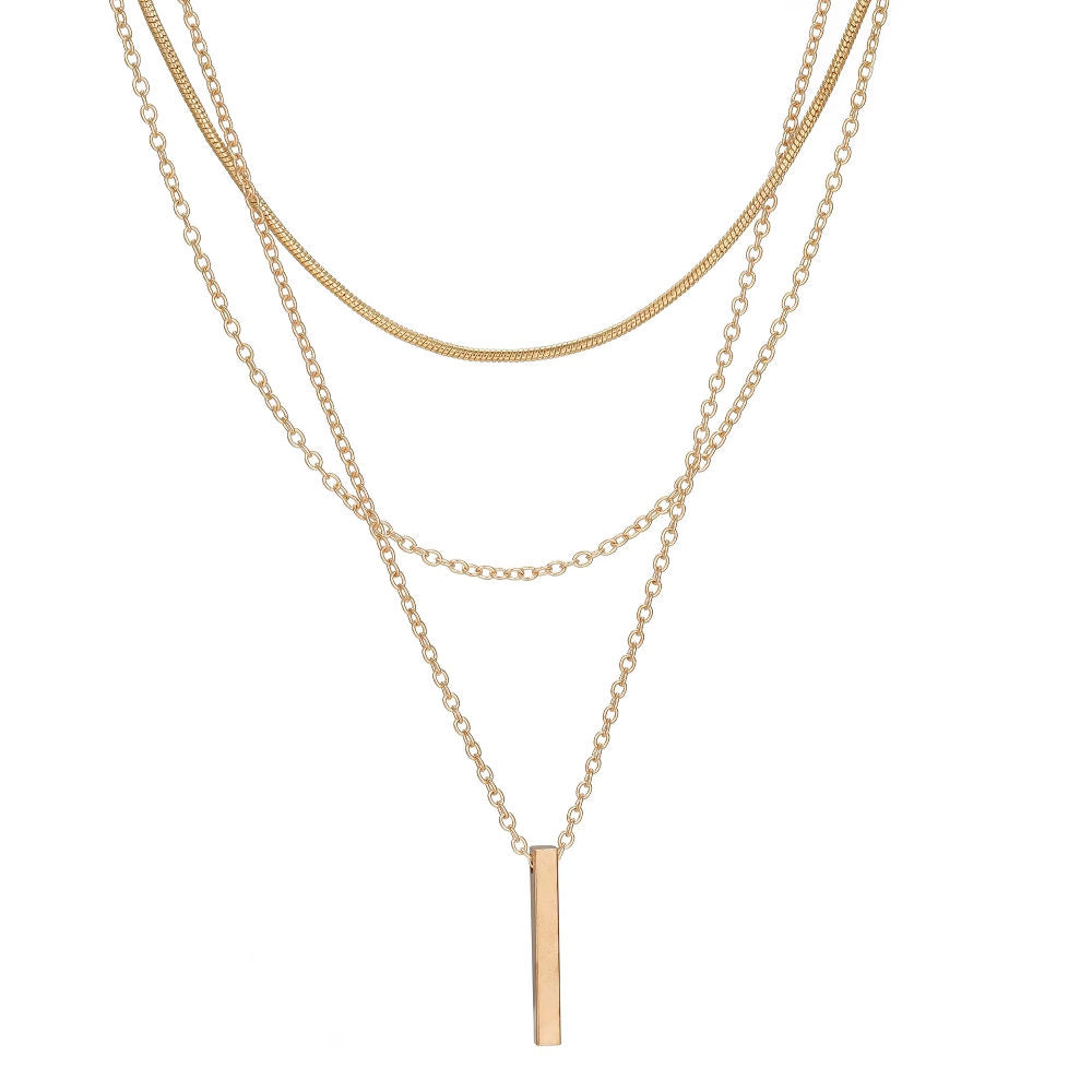 Layered Bar Pendant Necklace