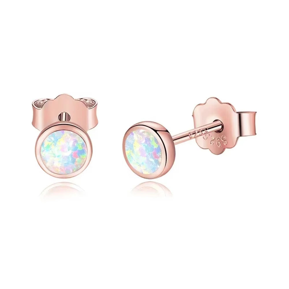 Blue Opal Silver Stud Earrings