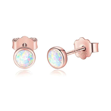 Blue Opal Silver Stud Earrings