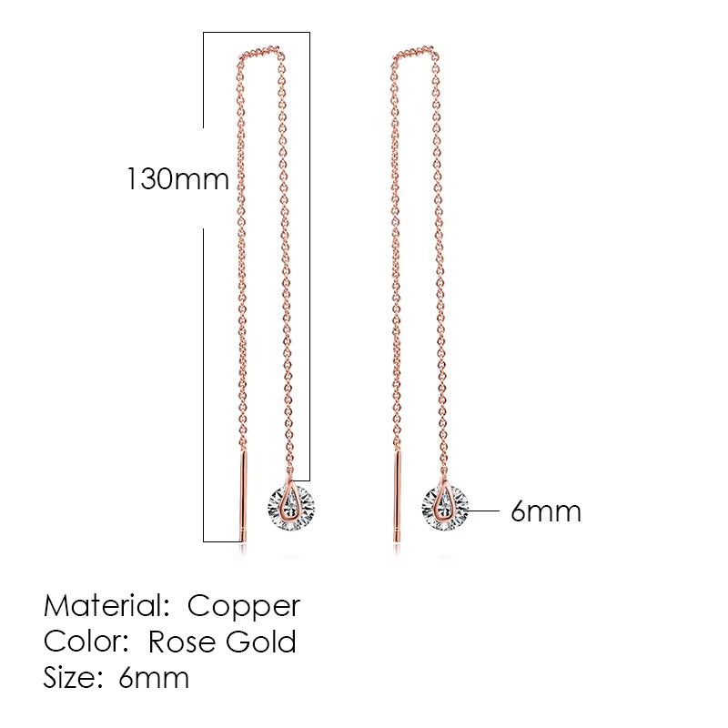 Rose Gold Drop Threader Earrings