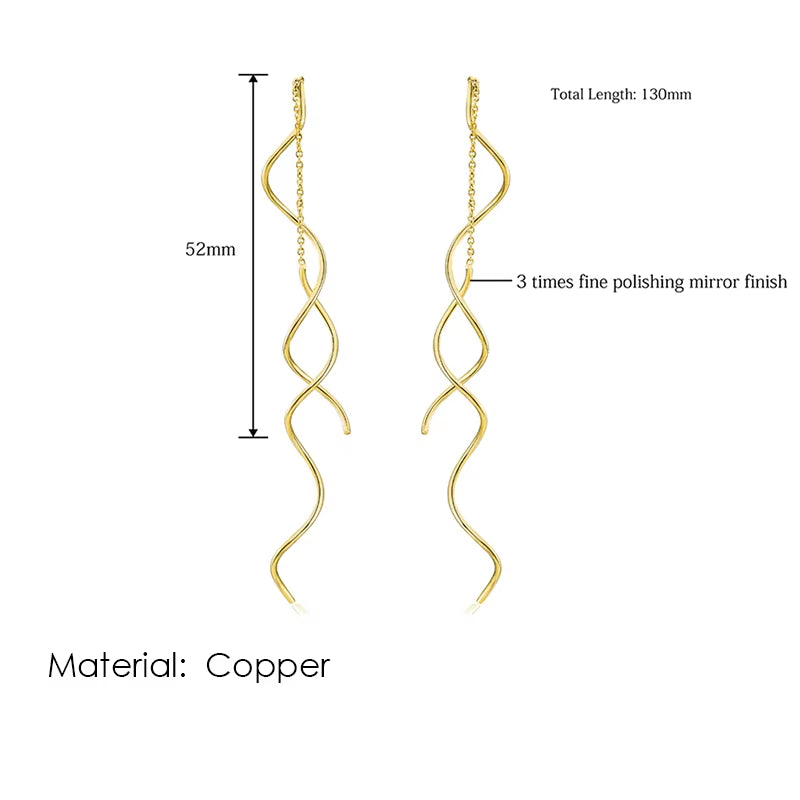 Rose Gold Drop Threader Earrings