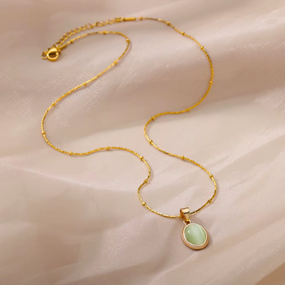 Opal Stone Gold Necklace