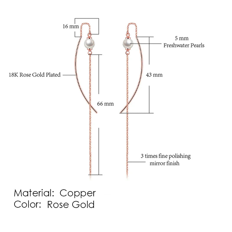 Rose Gold Drop Threader Earrings