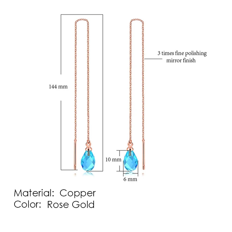 Rose Gold Drop Threader Earrings