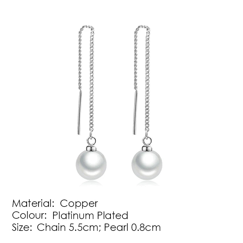 Rose Gold Drop Threader Earrings