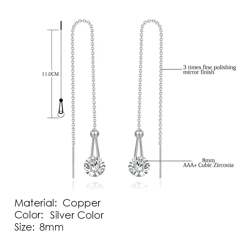 Rose Gold Drop Threader Earrings