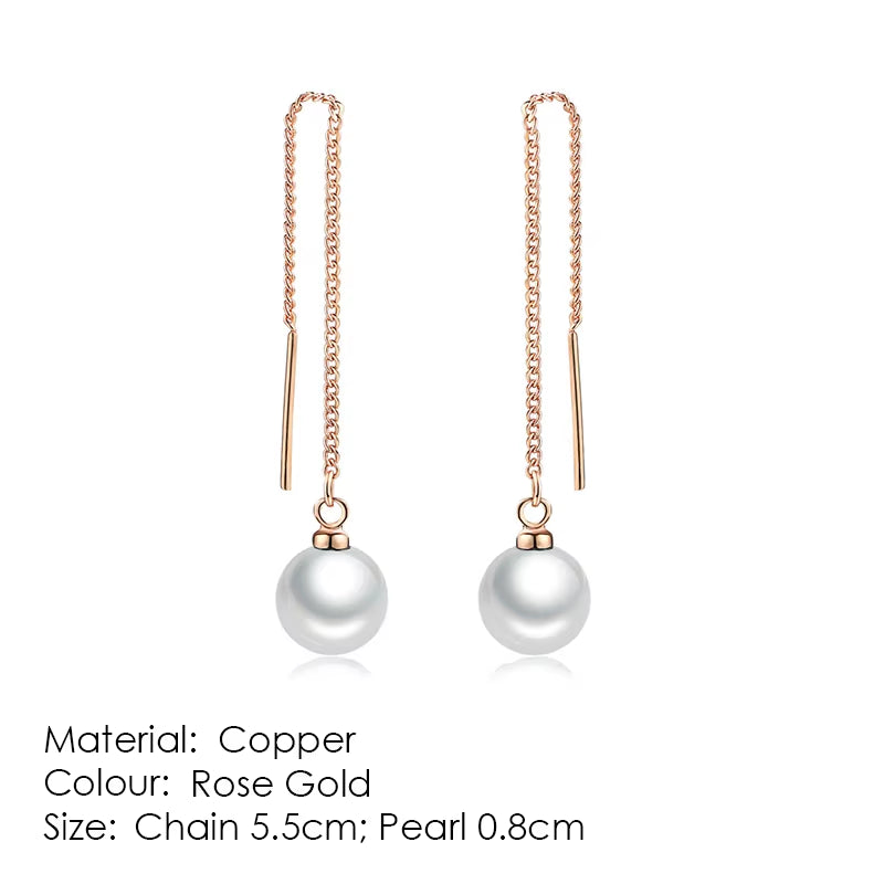 Rose Gold Drop Threader Earrings