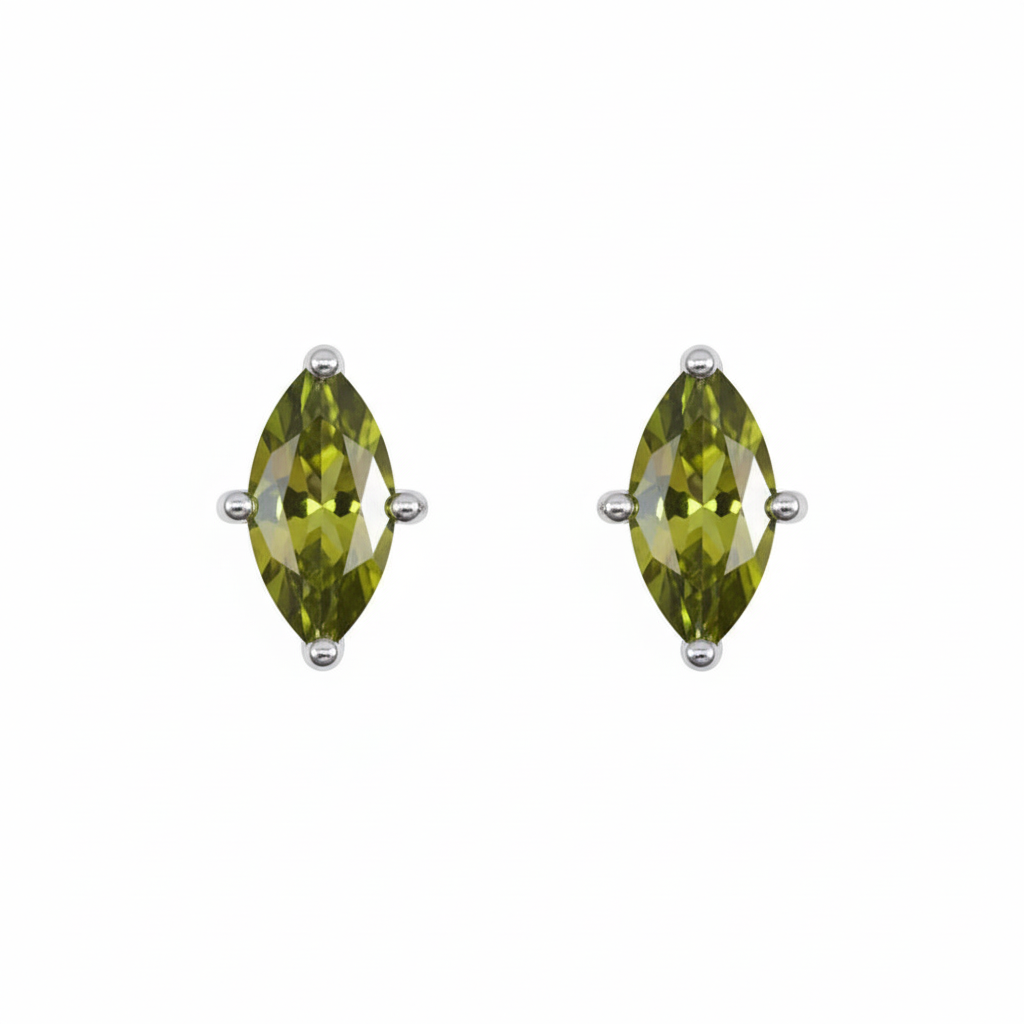 14K Gold Silver Zircon Earrings