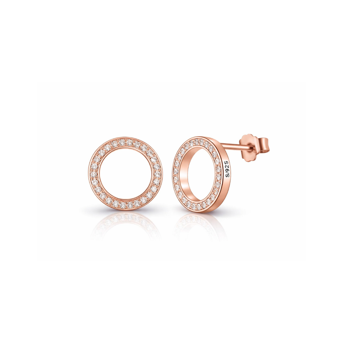 CZ Silver Round Earrings