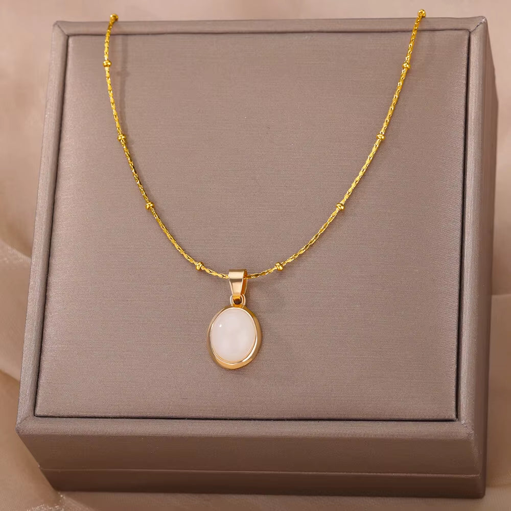 Opal Stone Gold Necklace