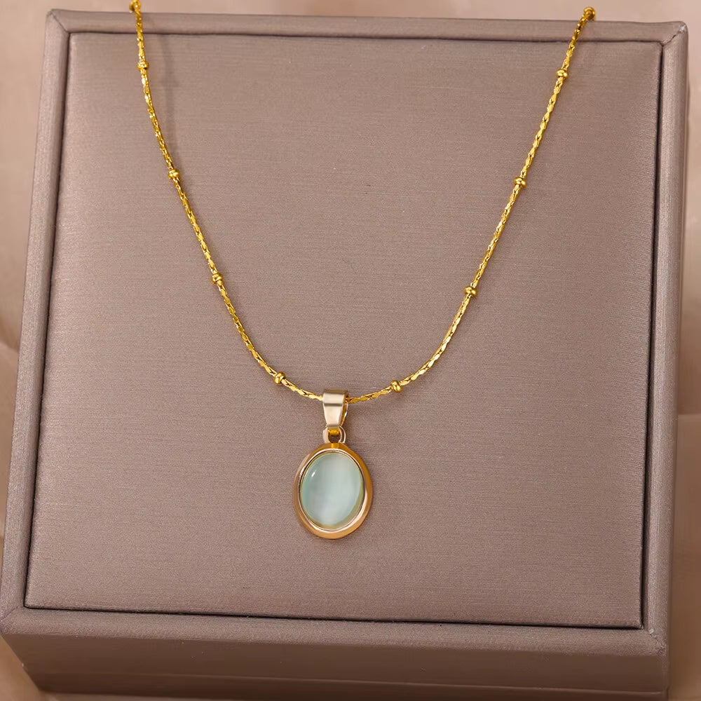 Opal Stone Gold Necklace