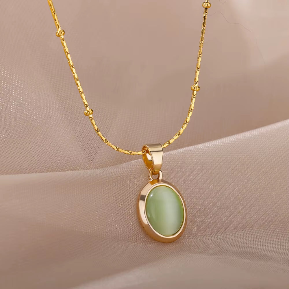 Opal Stone Gold Necklace