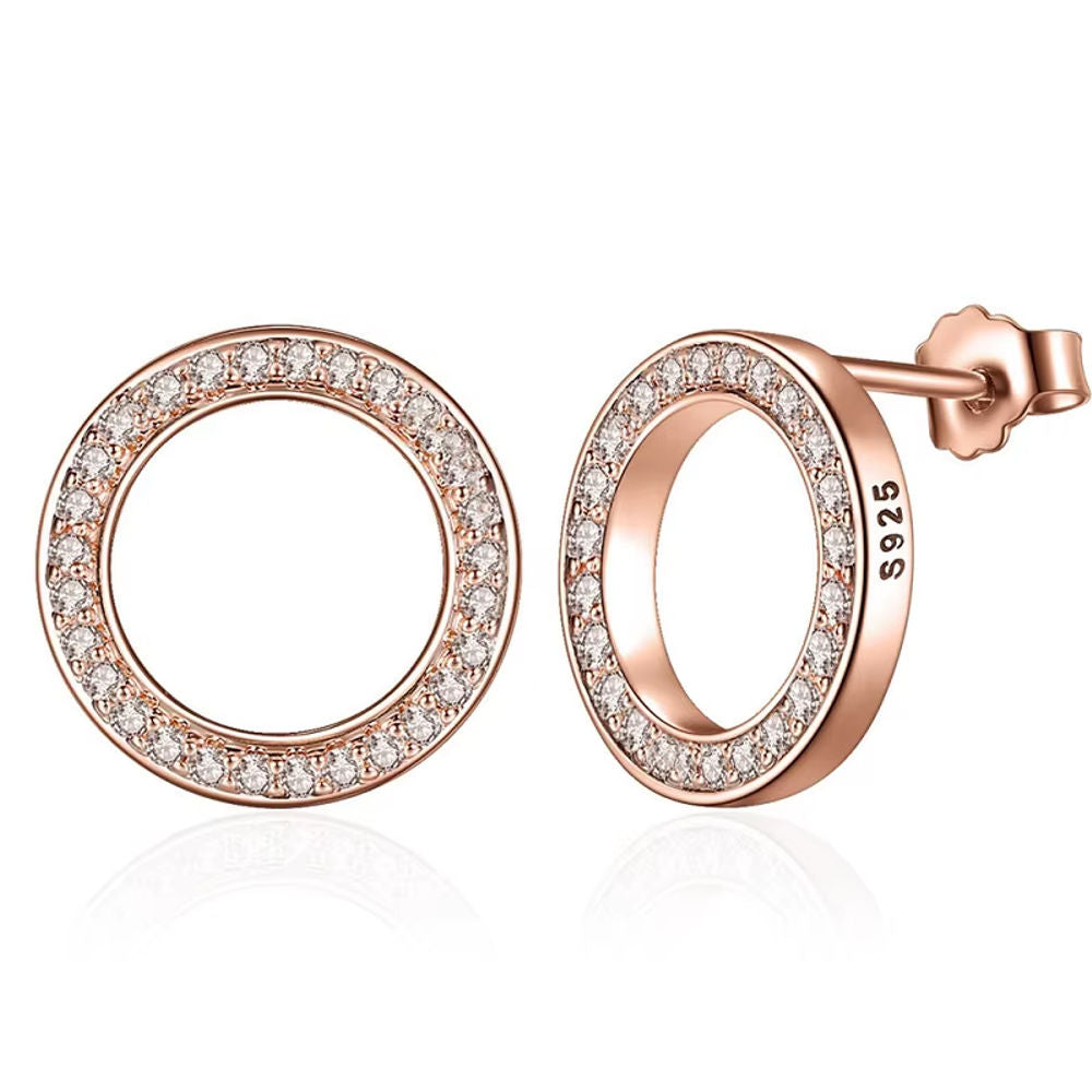 CZ Silver Round Earrings