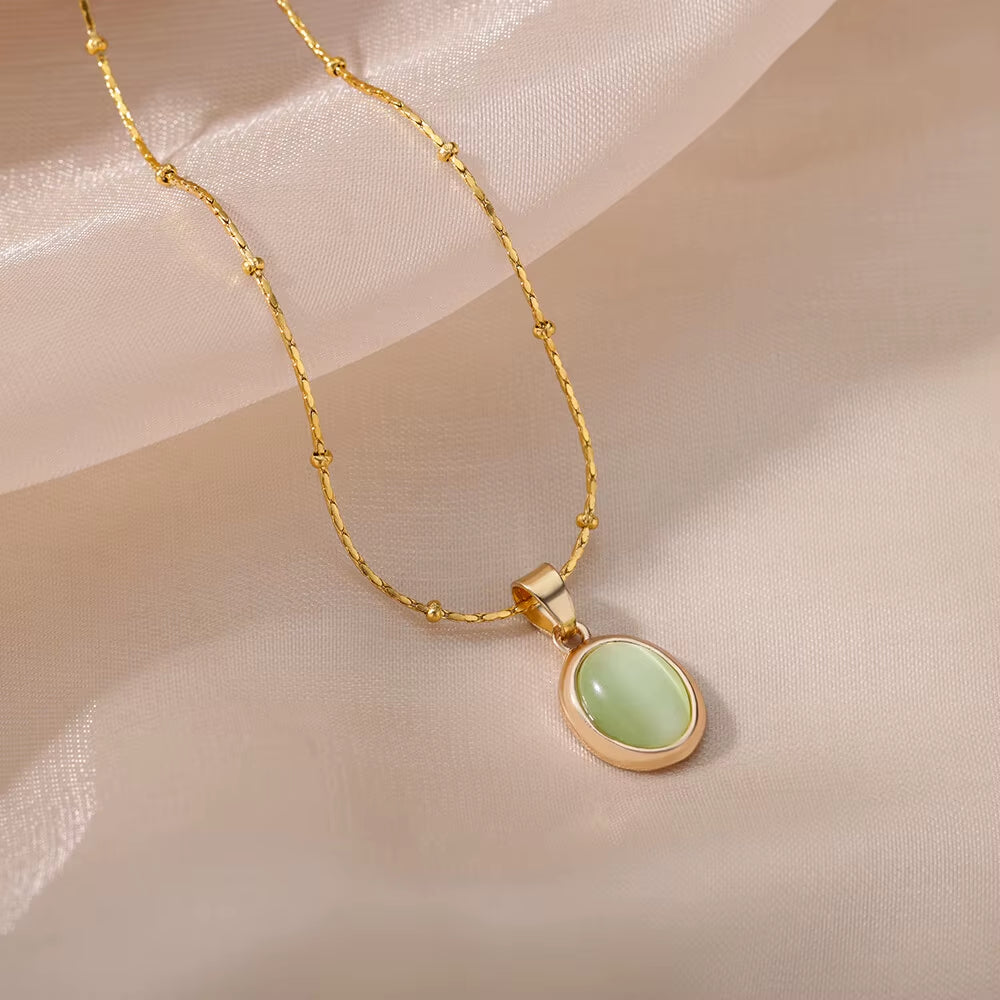 Opal Stone Gold Necklace