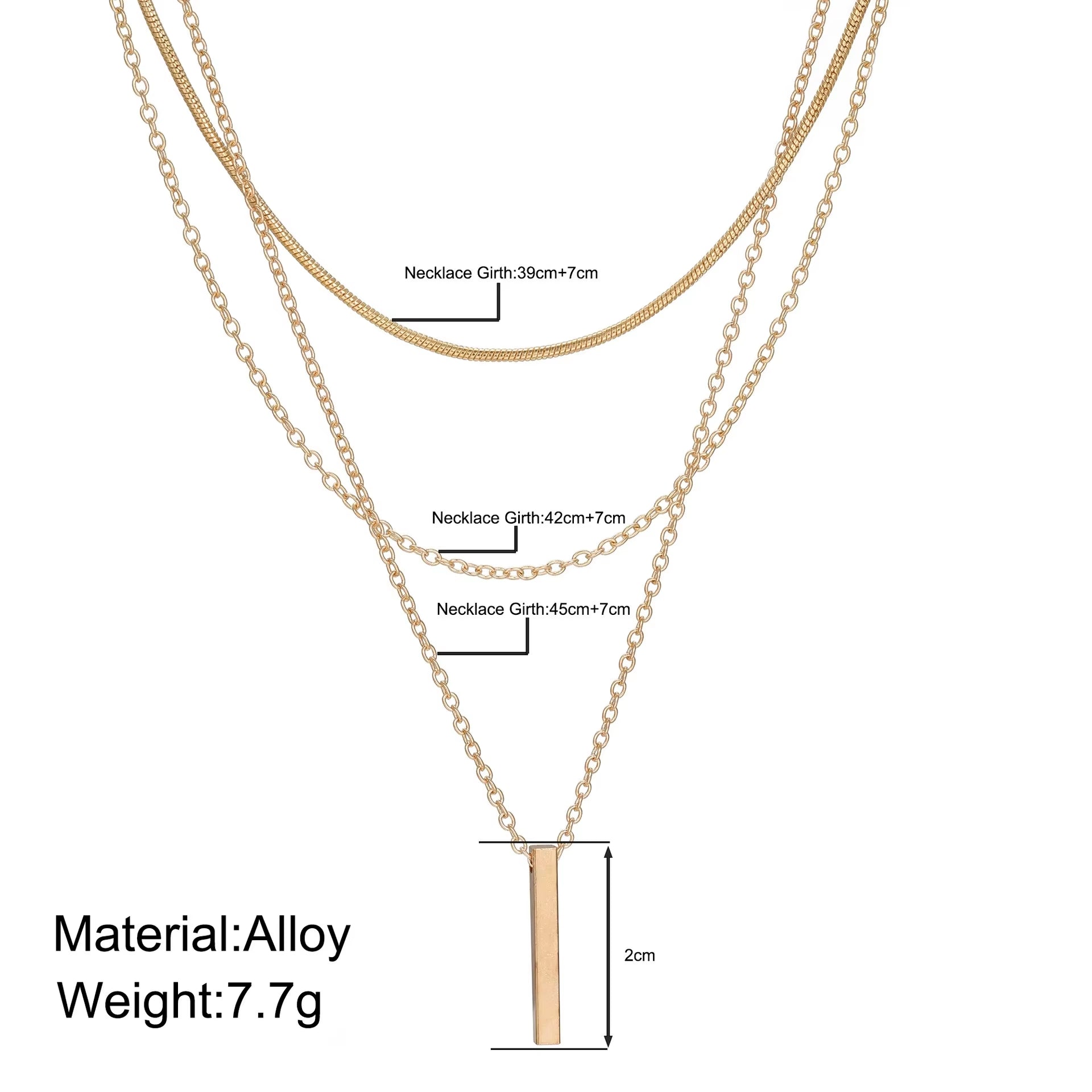 Layered Bar Pendant Necklace