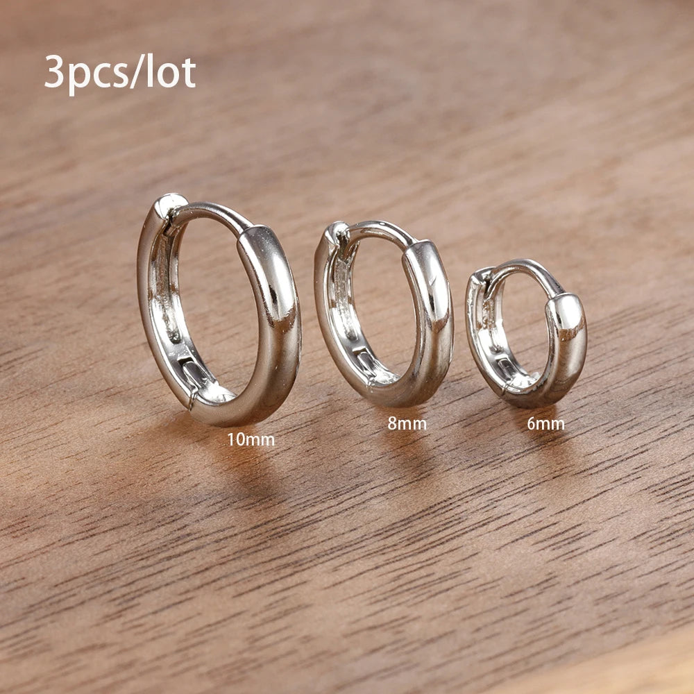 Stainless Steel Hoop Earrings Set